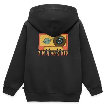 Cassette Type Vintage Cassette Retro Cassette Love - Sweat Premium à capuche zippé enfant bio - noir - Dos - AI Model Kid Male (0cm)