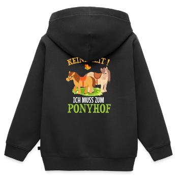 Keine Zeit ich muss zum Ponyhof - Kinder Premium Organic Zip Hoodie - Schwarz - Hinten - AI Model Kid Male (0cm)