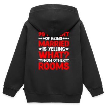 90 % d’être marié, c’est crier « quoi » - Sweat Premium à capuche zippé enfant bio - noir - Dos - AI Model Kid Male (0cm)