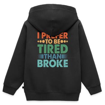 Je préfère être fatigué que fauché - Sweat Premium à capuche zippé enfant bio - noir - Dos - AI Model Kid Male (0cm)