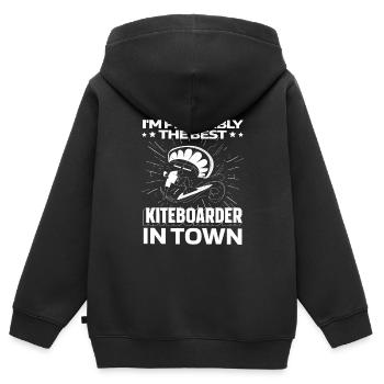 Kitesurfer Kitesurf Kitesurf Drôle - Sweat Premium à capuche zippé enfant bio - noir - Dos - AI Model Kid Male (0cm)