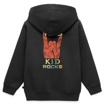 Vintage Rock Sign Rock Hand Metal Kid - Kinder Premium Organic Zip Hoodie - Schwarz - Hinten - AI Model Kid Male (0cm)