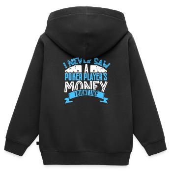 Poker Casino Joueur de poker Jeu de roulette - Sweat Premium à capuche zippé enfant bio - noir - Dos - AI Model Kid Male (0cm)