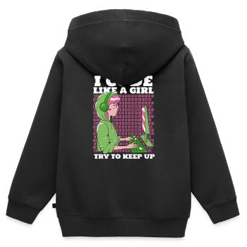 Developer Coder Programmer - Kids Premium Organic Zip-up Hoodie - black - Back - AI Model Kid Male (0cm)