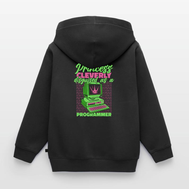 Développeur Coder Programmeur Princess Sweat Premium à capuche zippé enfant bio