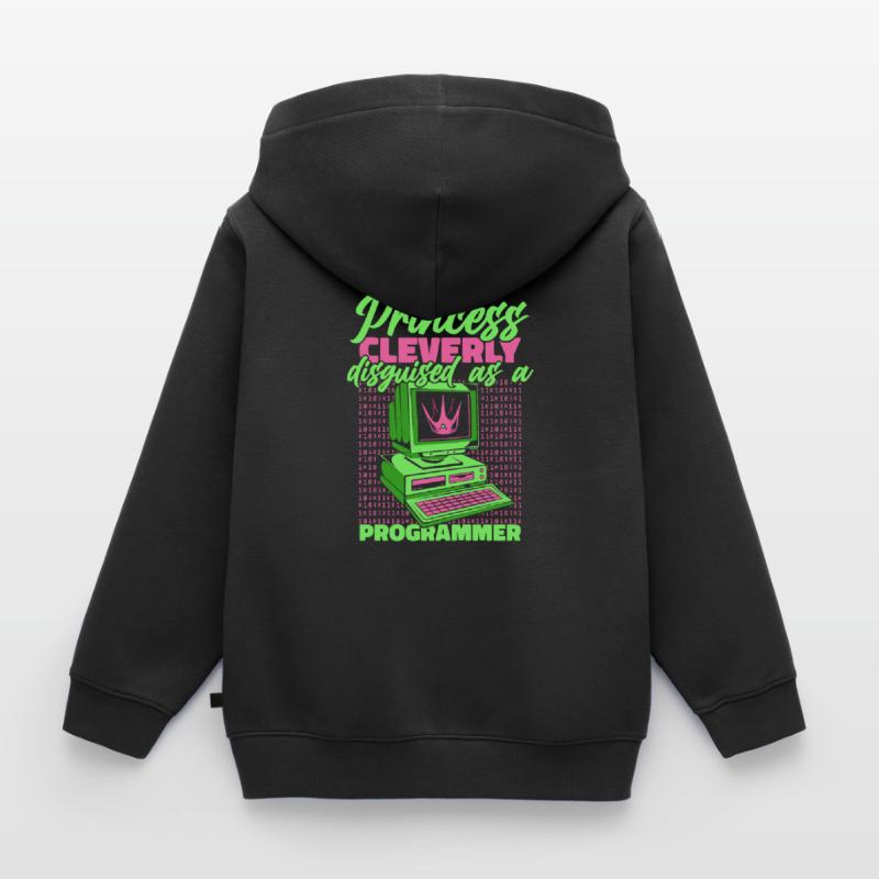 Développeur Coder Programmeur Princess Sweat Premium à capuche zippé enfant bio