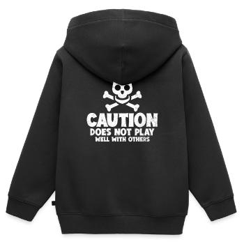 Caution Does Not Play Well With Others 48 - Kinder Premium Organic Zip Hoodie - Schwarz - Hinten - AI Model Kid Male (0cm)