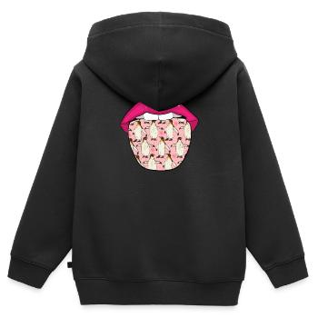 Pinguin Zunge - Kinder Premium Organic Zip Hoodie - Schwarz - Hinten - AI Model Kid Male (0cm)