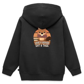 Beaver Fan Beaver Lovers Funny Beaver Gift - Kids Premium Organic Zip-up Hoodie - black - Back - AI Model Kid Male (0cm)