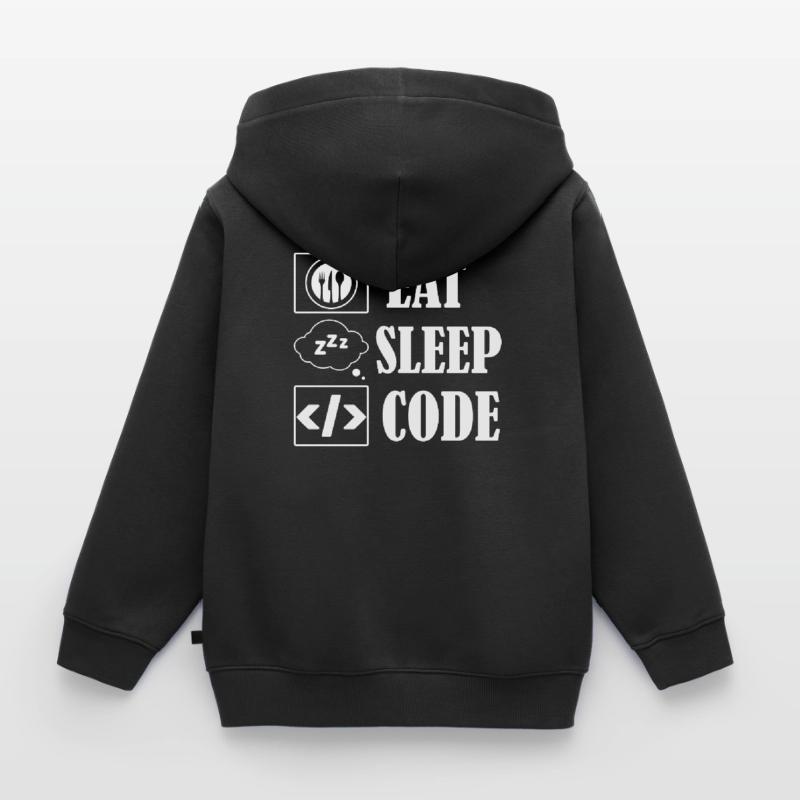 Eat Sleep Code Coding Software Kids Premium Organic Zip-up Hoodie