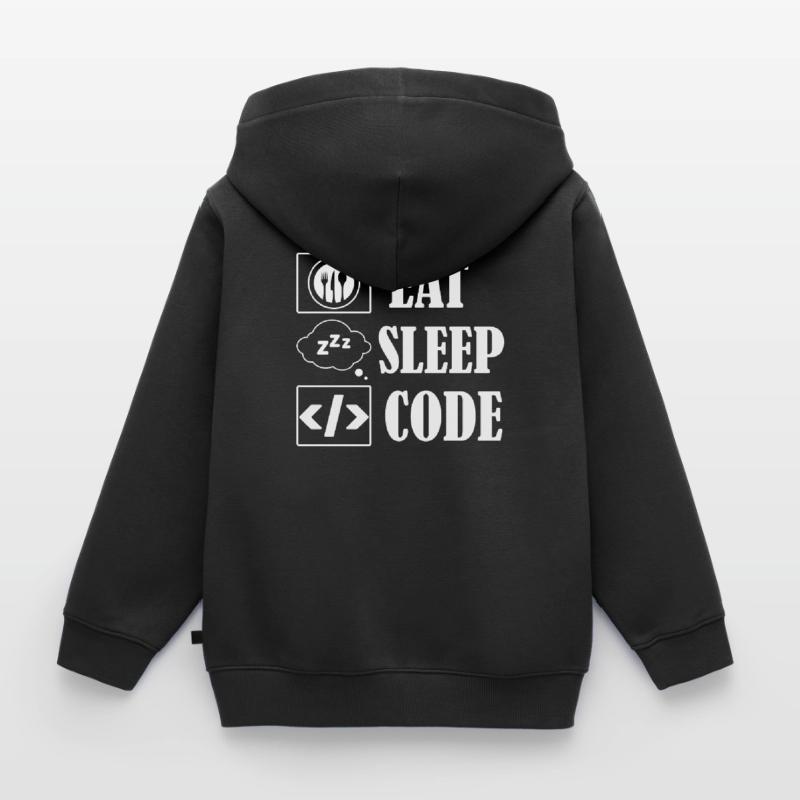 Eat Sleep Code Coding Software Kids Premium Organic Zip-up Hoodie