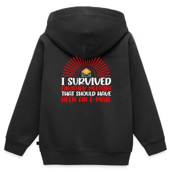 I Survived Another Meeting 30 - Kids Premium Organic Zip-up Hoodie - black - Back - AI Model Kid Male (0cm)
