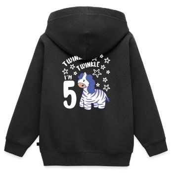 Five 5yr 5th Zebra Birthday Girl 5 Years Old Gift - Kinder Premium Organic Zip Hoodie - Schwarz - Hinten - AI Model Kid Male (0cm)