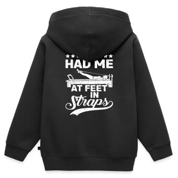 Tu m’avais aux pieds dans les sangles 14 - Sweat Premium à capuche zippé enfant bio - noir - Dos - AI Model Kid Male (0cm)