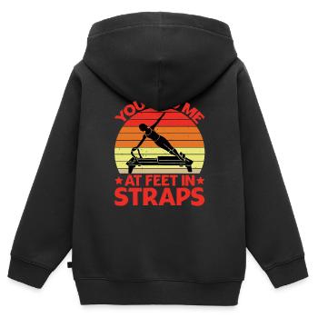 Tu m’avais aux pieds dans les sangles 15 - Sweat Premium à capuche zippé enfant bio - noir - Dos - AI Model Kid Male (0cm)