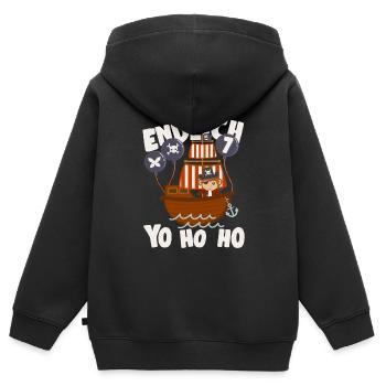 Endlich 7 Jahre Junge Geburtstag Affenpirat Schiff - Kinder Premium Organic Zip Hoodie - Schwarz - Hinten - AI Model Kid Male (0cm)