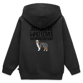 Australian Shepherd - Kinder Premium Organic Zip Hoodie - Schwarz - Hinten - AI Model Kid Male (0cm)