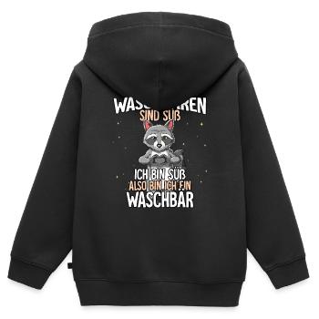 Waschbären Sind Süß Waschbär - Kinder Premium Organic Zip Hoodie - Schwarz - Hinten - AI Model Kid Male (0cm)
