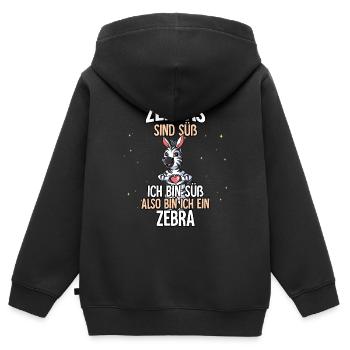 Zebras Sind Süß Zebra - Kinder Premium Organic Zip Hoodie - Schwarz - Hinten - AI Model Kid Male (0cm)