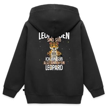 Leoparden Sind Süß Leopard - Kinder Premium Organic Zip Hoodie - Schwarz - Hinten - AI Model Kid Male (0cm)