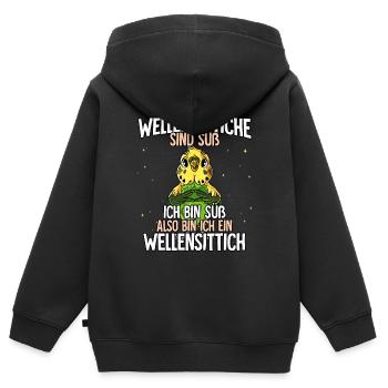 Wellensittiche Sind Süß Wellensittich - Kinder Premium Organic Zip Hoodie - Schwarz - Hinten - AI Model Kid Male (0cm)