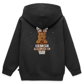 Bären Sind Süß Bär - Kinder Premium Organic Zip Hoodie - Schwarz - Hinten - AI Model Kid Male (0cm)