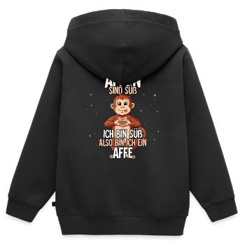 Affen Sind Süß Affe - Kinder Premium Organic Zip Hoodie - Schwarz - Hinten - AI Model Kid Male (0cm)
