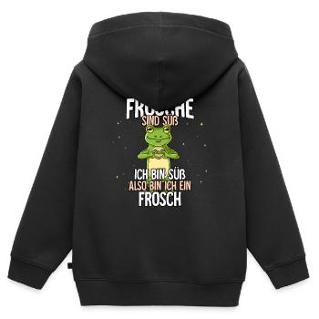 Frösche Sind Süß Frosch - Kinder Premium Organic Zip Hoodie - Schwarz - Hinten - AI Model Kid Male (0cm)