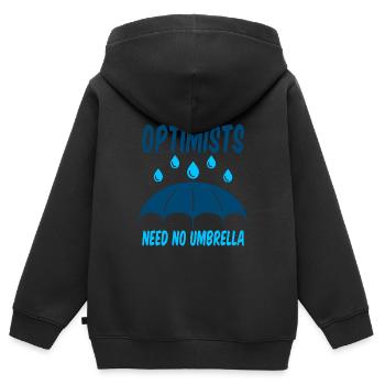 Optimists Need No Umbrella 2 - Kinder Premium Organic Zip Hoodie - Schwarz - Hinten - AI Model Kid Male (0cm)