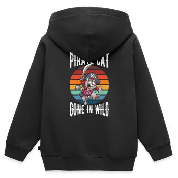 Chat pirate disparu à l’état sauvage - Sweat Premium à capuche zippé enfant bio - noir - Dos - AI Model Kid Male (0cm)