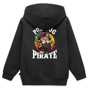 Carlin Chien Pirate - Sweat Premium à capuche zippé enfant bio - noir - Dos - AI Model Kid Male (0cm)