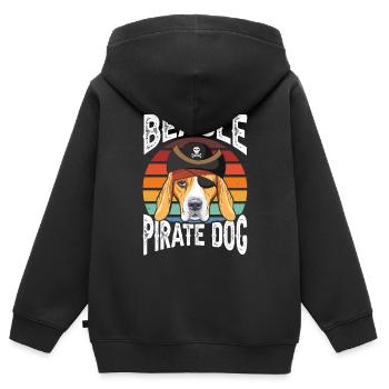 Beagle Pirate Dog - Kinder Premium Organic Zip Hoodie - Schwarz - Hinten - AI Model Kid Male (0cm)