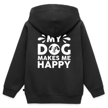 My dog makes me happy - Kinder Premium Organic Zip Hoodie - Schwarz - Hinten - AI Model Kid Male (0cm)