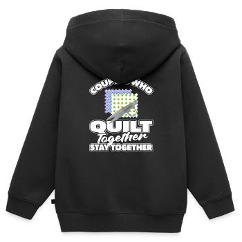 Paire de courtepointes - Sweat Premium à capuche zippé enfant bio - noir - Dos - AI Model Kid Male (0cm)