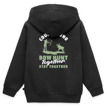 Chasse à l’arc Arc chasseur couple - Sweat Premium à capuche zippé enfant bio - noir - Dos - AI Model Kid Male (0cm)