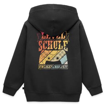 Level Schule Freigeschaltet - Zocker Schulbeginn G - Kinder Premium Organic Zip Hoodie - Schwarz - Hinten - AI Model Kid Male (0cm)