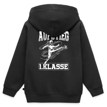 Aufstieg 1. Klasse Schulkind Schulanfang Fußball E - Kinder Premium Organic Zip Hoodie - Schwarz - Hinten - AI Model Kid Male (0cm)
