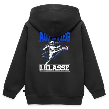 Aufstieg 1. Klasse Schulhof Schultüte Fußball Schu - Kinder Premium Organic Zip Hoodie - Schwarz - Hinten - AI Model Kid Male (0cm)