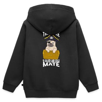Pas tous les trésors ... Compagnon - Sweat Premium à capuche zippé enfant bio - noir - Dos - AI Model Kid Male (0cm)