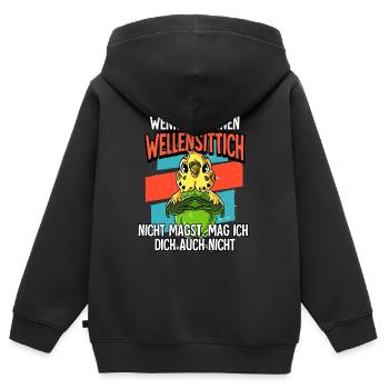 Wenn Du Meinen Wellensittich - Kinder Premium Organic Zip Hoodie - Schwarz - Hinten - AI Model Kid Male (0cm)
