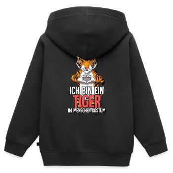 Ich Bin Ein Tiger - Kinder Premium Organic Zip Hoodie - Schwarz - Hinten - AI Model Kid Male (0cm)