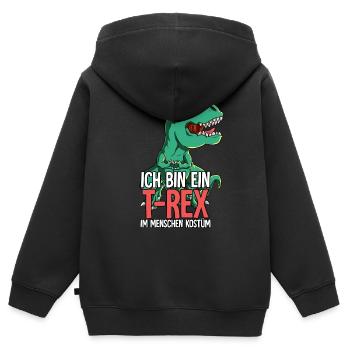 Ich Bin Ein T-rex - Kinder Premium Organic Zip Hoodie - Schwarz - Hinten - AI Model Kid Male (0cm)