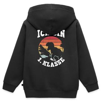 Ich Bin 1. Klasse Dino Dinosaurier Einschulung - Kinder Premium Organic Zip Hoodie - Schwarz - Hinten - AI Model Kid Male (0cm)