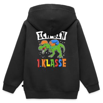 Ich Bin 1. Klasse Dino Dinosaurier Einschulung - Kinder Premium Organic Zip Hoodie - Schwarz - Hinten - AI Model Kid Male (0cm)