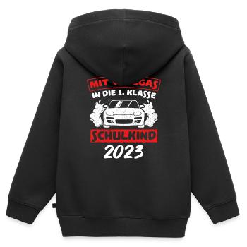 Mit Vollgas in die 1. Klasse, Schulkind 2023 - - Kinder Premium Organic Zip Hoodie - Schwarz - Hinten - AI Model Kid Male (0cm)