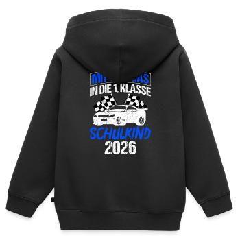 Mit Vollgas in die 1. Klasse, Schulkind 2026 - Ren - Kinder Premium Organic Zip Hoodie - Schwarz - Hinten - AI Model Kid Male (0cm)