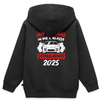 Mit Vollgas in die 1. Klasse, Schulkind 2025 - Ren - Kinder Premium Organic Zip Hoodie - Schwarz - Hinten - AI Model Kid Male (0cm)