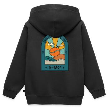 Énergie = mon café - E = MC - Sweat Premium à capuche zippé enfant bio - noir - Dos - AI Model Kid Male (0cm)