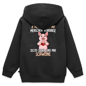 Schweinchen - Kinder Premium Organic Zip Hoodie - Schwarz - Hinten - AI Model Kid Male (0cm)