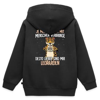 Leopard - Kinder Premium Organic Zip Hoodie - Schwarz - Hinten - AI Model Kid Male (0cm)